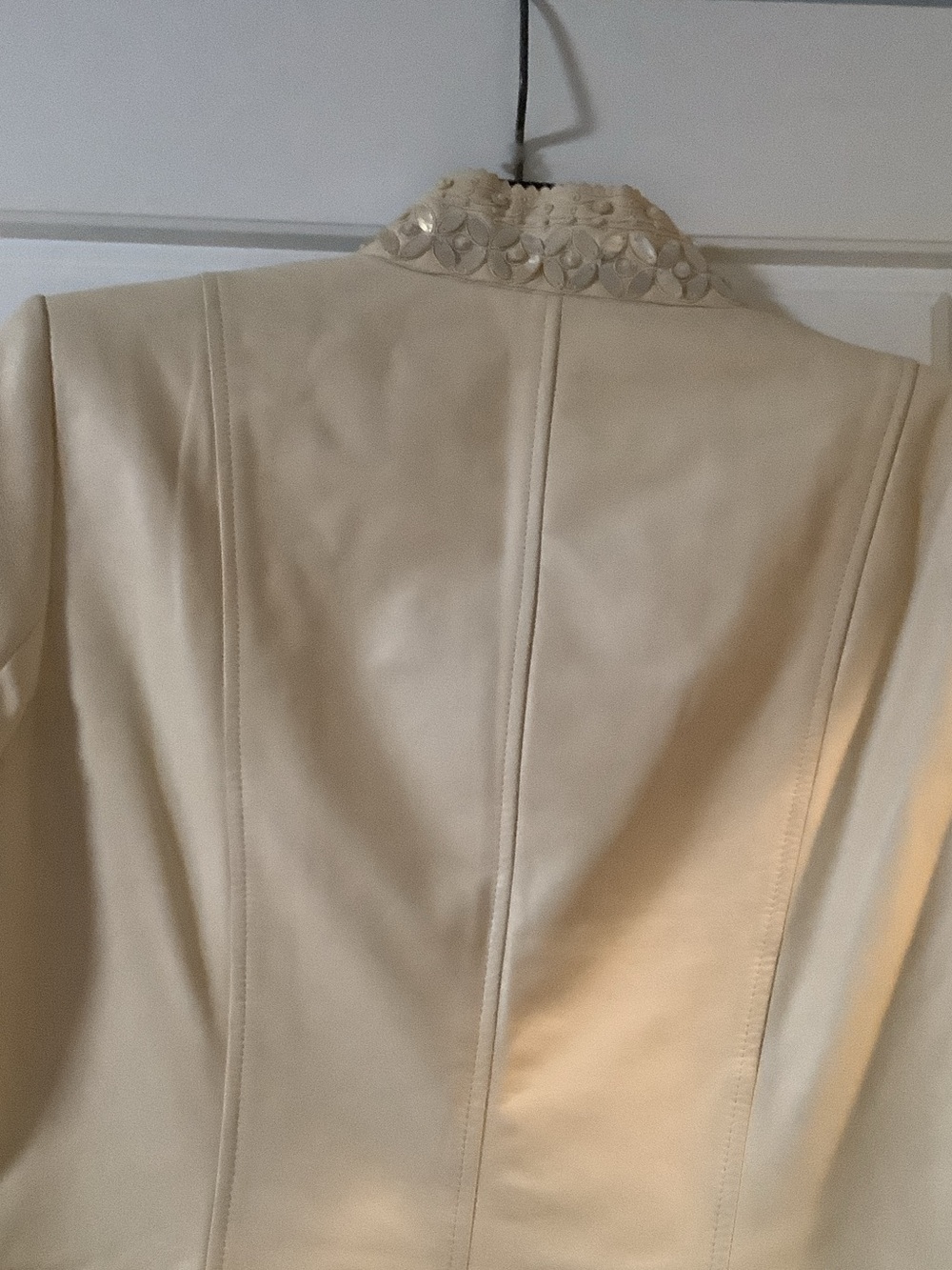 Dana Buchman Cream Leather Tailored Blazer Jacket - Picture 6 of 8